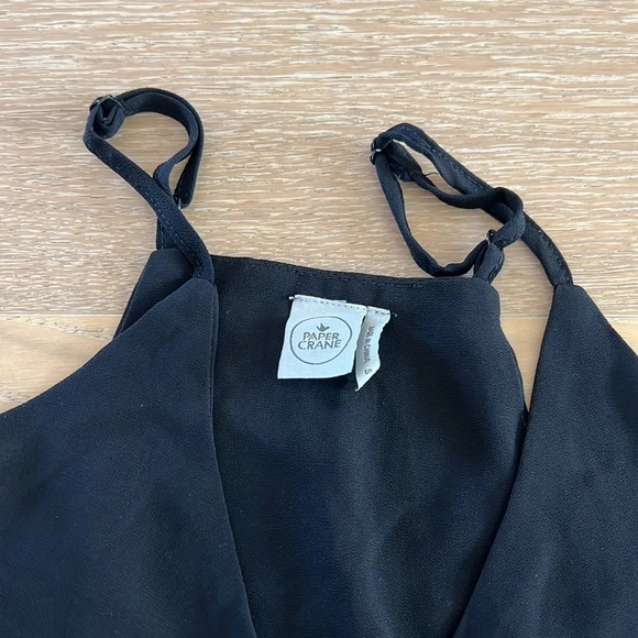 Empire Waist Vneck Shirt Black Small Blouse Peplum Flowy Tank Top Ribbed - Picture 2 of 5